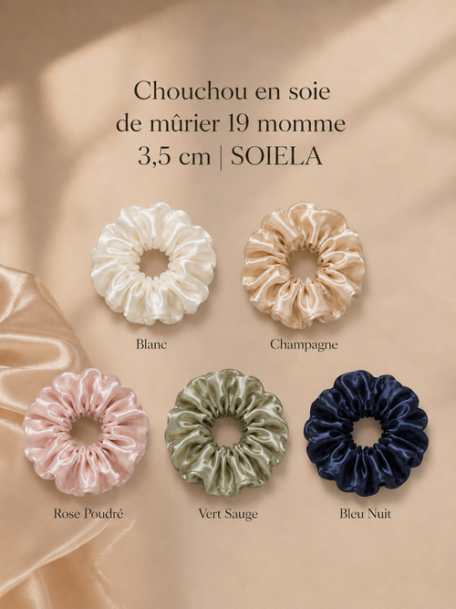 Chouchou en soie de mûrier 19 momme 3,5 cm | SOIELA