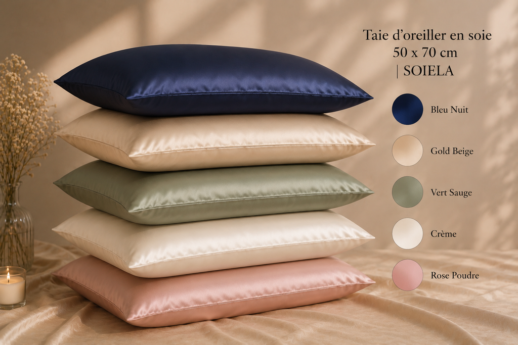 Taie d’oreiller en soie de mûrier 22 momme 50×70 | SOIELA